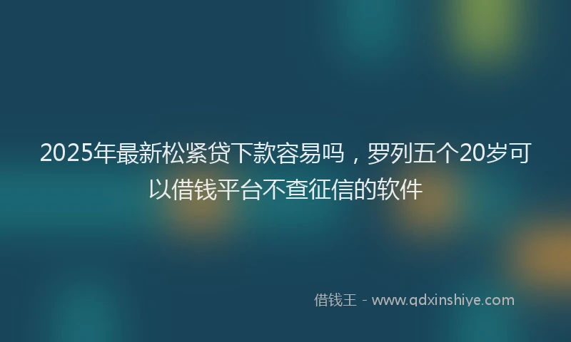 2025年最新松紧贷下款容易吗，罗列五个20岁可以借钱平台不查征信的软件