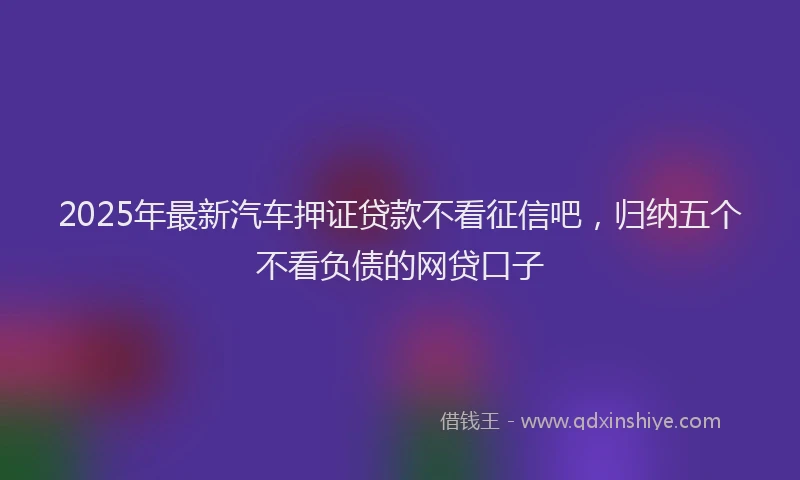 2025年最新汽车押证贷款不看征信吧，归纳五个不看负债的网贷口子