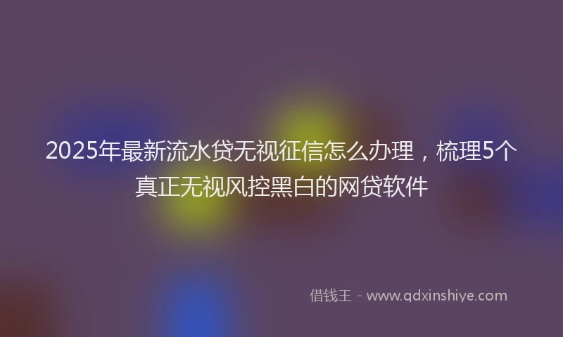 2025年最新流水贷无视征信怎么办理，梳理5个真正无视风控黑白的网贷软件