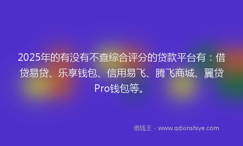 2025年的有没有不查综合评分的贷款平台有：借贷易贷、乐享钱包、信用易飞、腾飞商城、翼贷Pro钱包等。