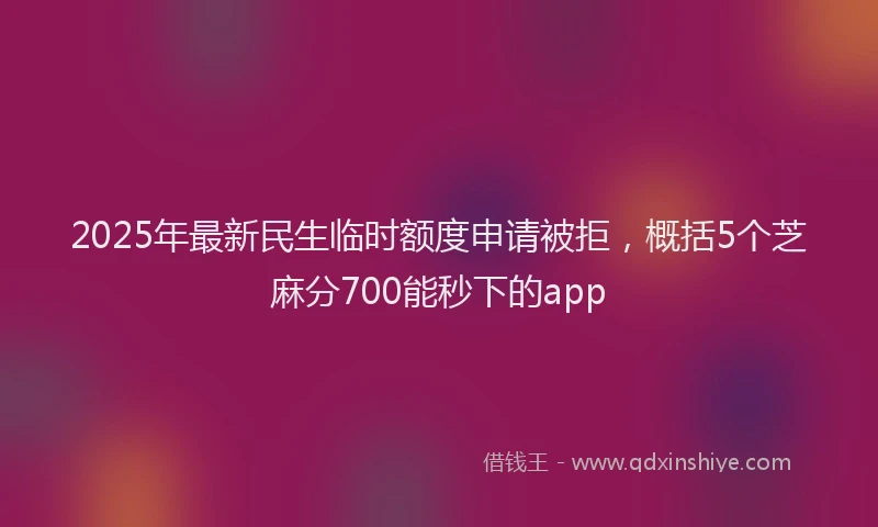 2025年最新民生临时额度申请被拒，概括5个芝麻分700能秒下的app