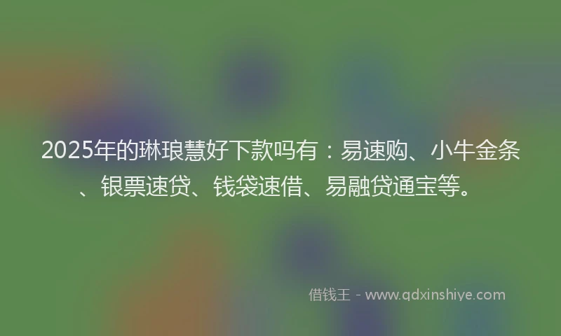 2025年的琳琅慧好下款吗有：易速购、小牛金条、银票速贷、钱袋速借、易融贷通宝等。