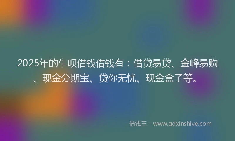 2025年的牛呗借钱借钱有：借贷易贷、金峰易购、现金分期宝、贷你无忧、现金盒子等。