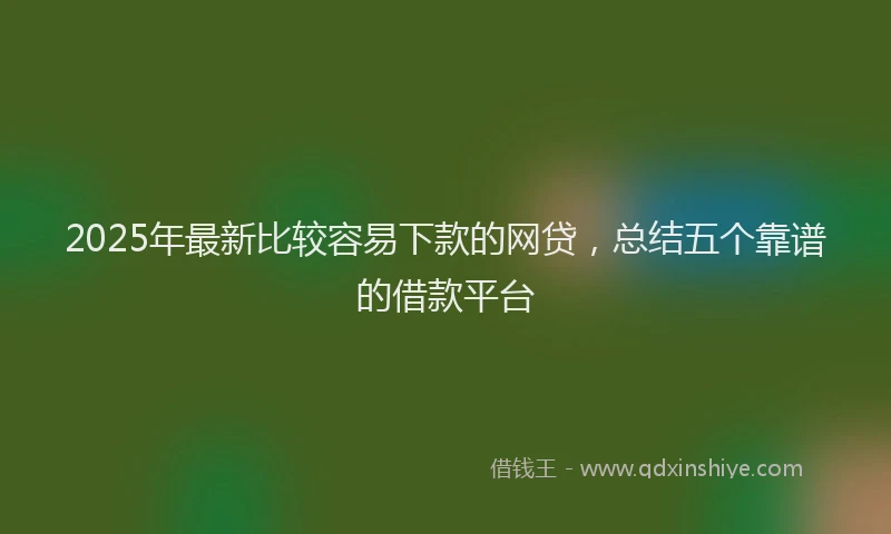 2025年最新比较容易下款的网贷，总结五个靠谱的借款平台