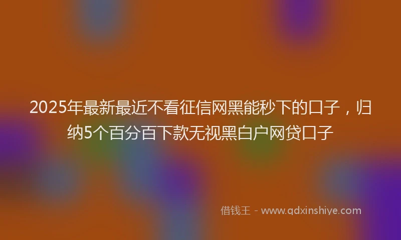 2025年最新最近不看征信网黑能秒下的口子，归纳5个百分百下款无视黑白户网贷口子