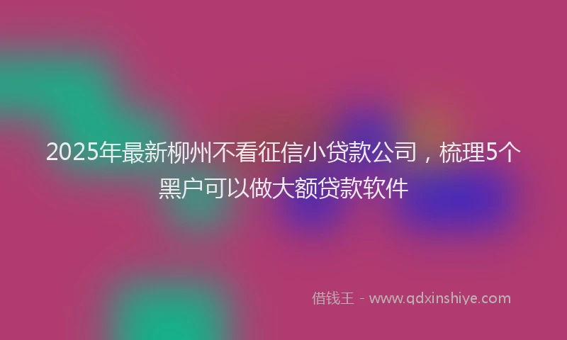 2025年最新柳州不看征信小贷款公司，梳理5个黑户可以做大额贷款软件