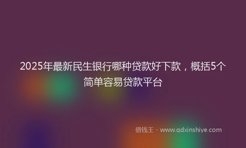 2025年最新民生银行哪种贷款好下款，概括5个简单容易贷款平台