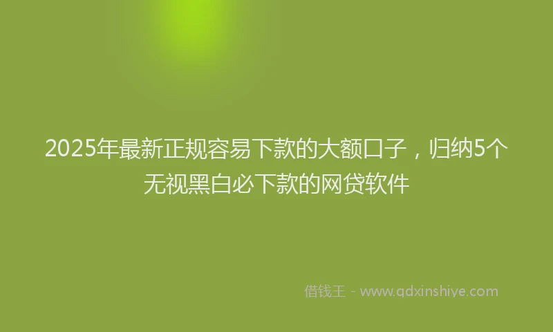 2025年最新正规容易下款的大额口子，归纳5个无视黑白必下款的网贷软件