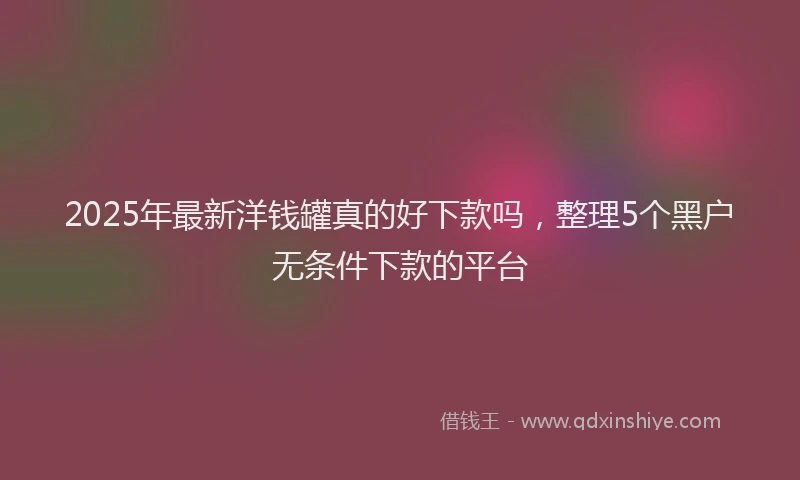 2025年最新洋钱罐真的好下款吗，整理5个黑户无条件下款的平台