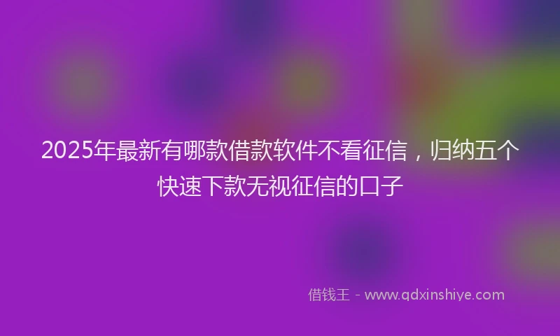 2025年最新有哪款借款软件不看征信，归纳五个快速下款无视征信的口子