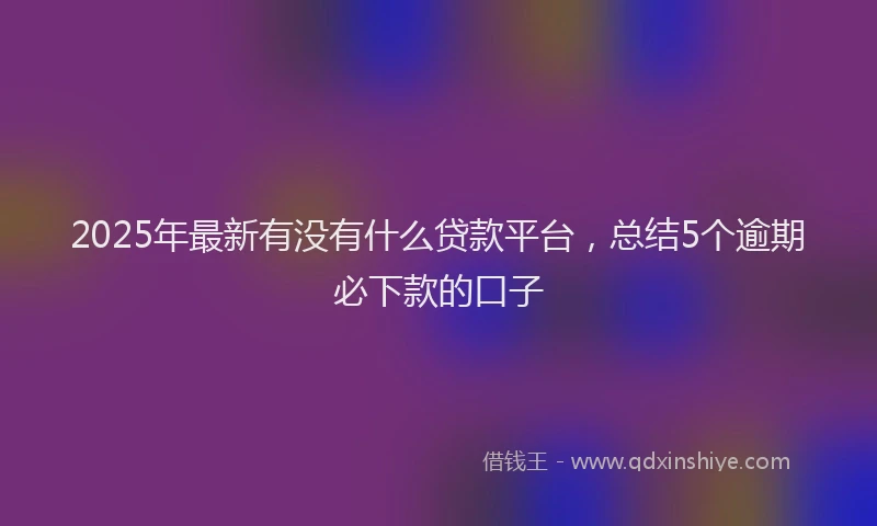 2025年最新有没有什么贷款平台，总结5个逾期必下款的口子