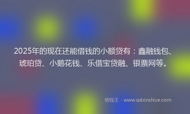 2025年的现在还能借钱的小额贷有：鑫融钱包、琥珀贷、小鹅花钱、乐借宝贷融、银票网等。