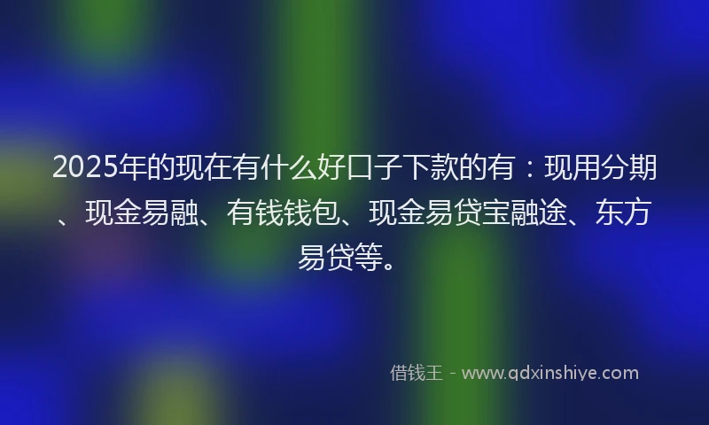 2025年的现在有什么好口子下款的有：现用分期、现金易融、有钱钱包、现金易贷宝融途、东方易贷等。