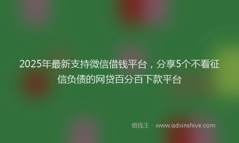 2025年最新支持微信借钱平台，分享5个不看征信负债的网贷百分百下款平台