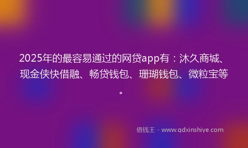 2025年的最容易通过的网贷app有：沐久商城、现金侠快借融、畅贷钱包、珊瑚钱包、微粒宝等。