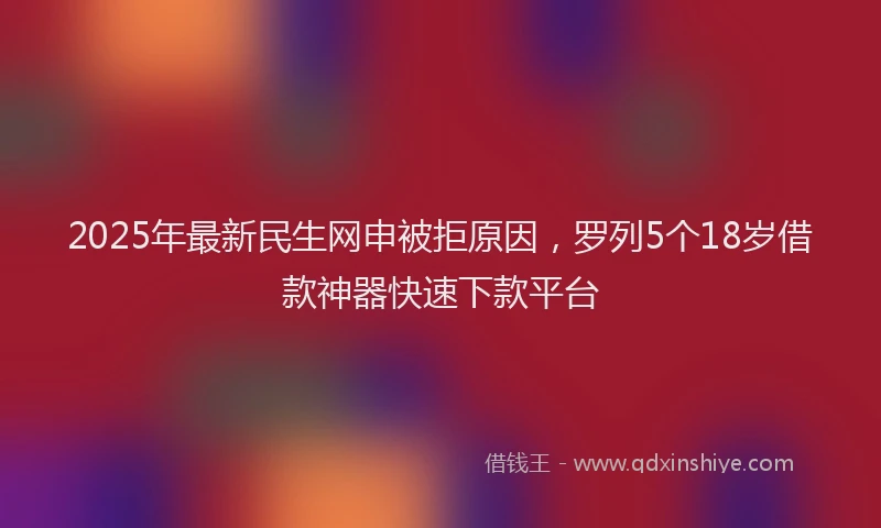 2025年最新民生网申被拒原因，罗列5个18岁借款神器快速下款平台
