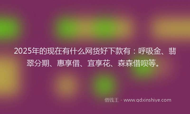 2025年的现在有什么网货好下款有：呼吸金、翡翠分期、惠享借、宜享花、森森借呗等。