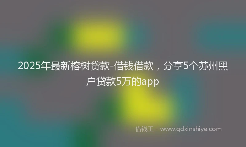 2025年最新榕树贷款-借钱借款，分享5个苏州黑户贷款5万的app