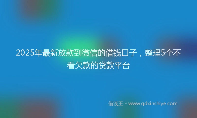 2025年最新放款到微信的借钱口子，整理5个不看欠款的贷款平台