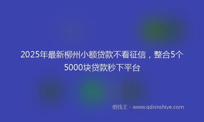 2025年最新柳州小额贷款不看征信，整合5个5000块贷款秒下平台