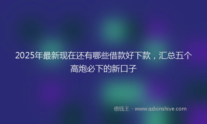 2025年最新现在还有哪些借款好下款，汇总五个高炮必下的新口子