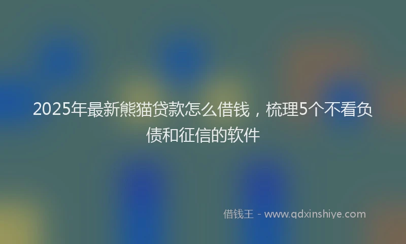 2025年最新熊猫贷款怎么借钱，梳理5个不看负债和征信的软件