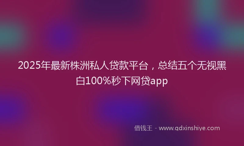 2025年最新株洲私人贷款平台，总结五个无视黑白100%秒下网贷app