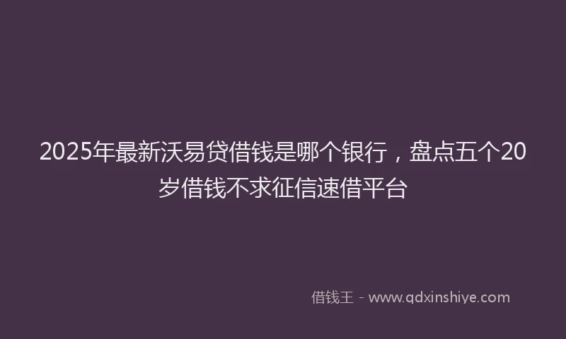 2025年最新沃易贷借钱是哪个银行，盘点五个20岁借钱不求征信速借平台