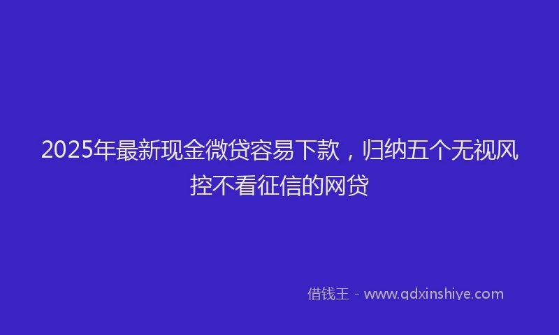2025年最新现金微贷容易下款，归纳五个无视风控不看征信的网贷