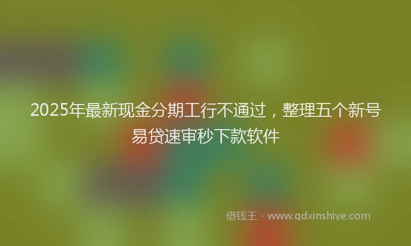 2025年最新现金分期工行不通过，整理五个新号易贷速审秒下款软件