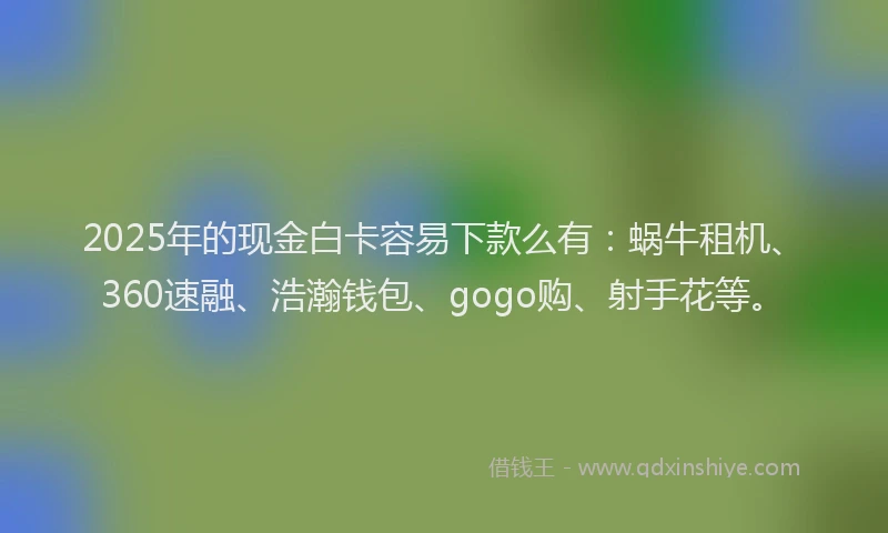 2025年的现金白卡容易下款么有：蜗牛租机、360速融、浩瀚钱包、gogo购、射手花等。
