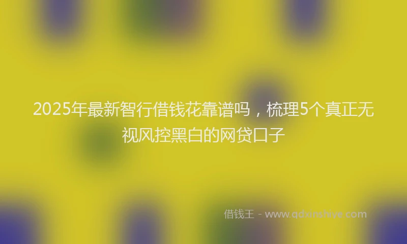 2025年最新智行借钱花靠谱吗，梳理5个真正无视风控黑白的网贷口子