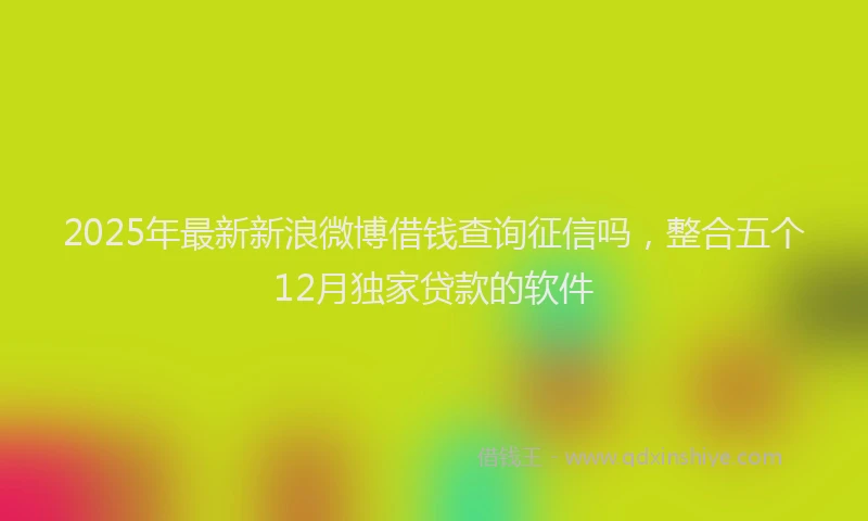 2025年最新新浪微博借钱查询征信吗，整合五个12月独家贷款的软件