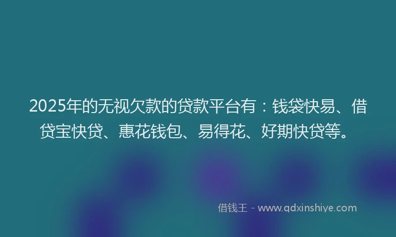 2025年的无视欠款的贷款平台有：钱袋快易、借贷宝快贷、惠花钱包、易得花、好期快贷等。