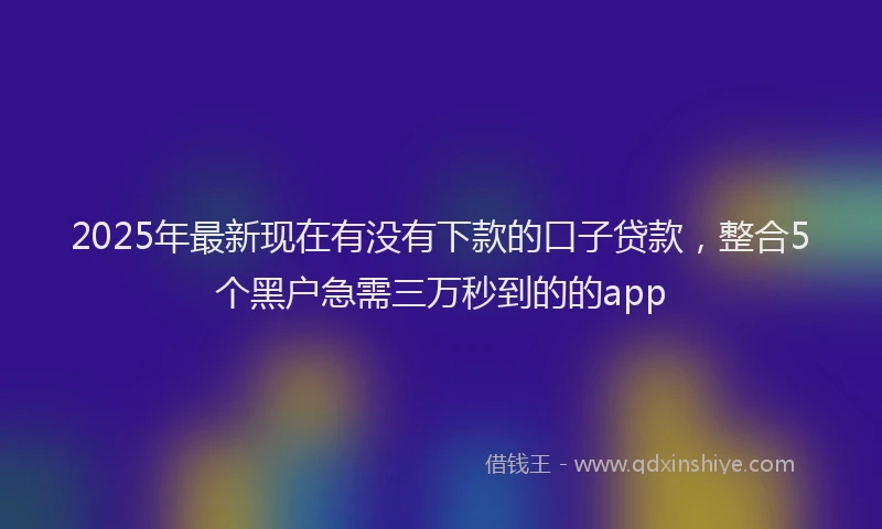 2025年最新现在有没有下款的口子贷款，整合5个黑户急需三万秒到的的app
