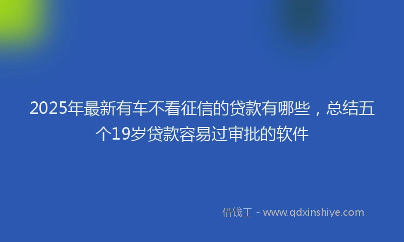 2025年最新有车不看征信的贷款有哪些，总结五个19岁贷款容易过审批的软件