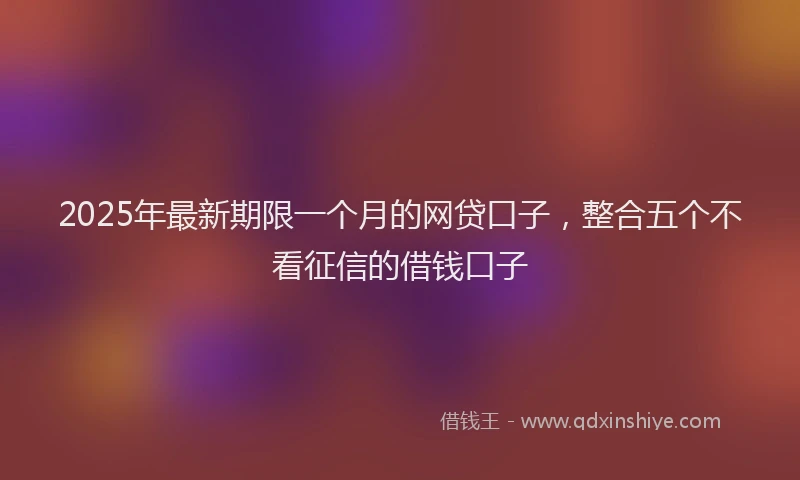 2025年最新期限一个月的网贷口子，整合五个不看征信的借钱口子