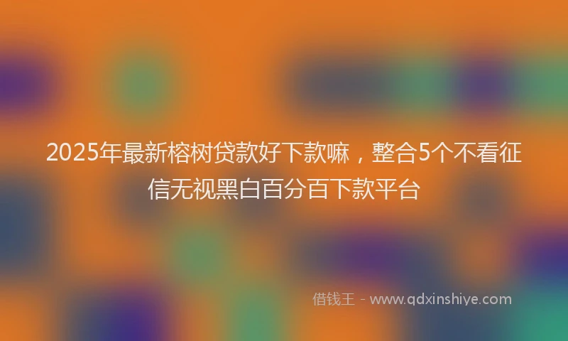 2025年最新榕树贷款好下款嘛，整合5个不看征信无视黑白百分百下款平台
