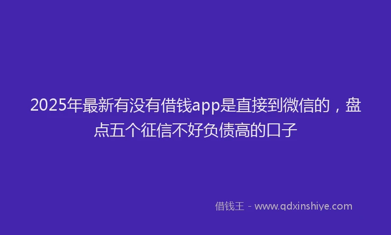 2025年最新有没有借钱app是直接到微信的，盘点五个征信不好负债高的口子