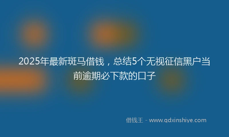 2025年最新斑马借钱，总结5个无视征信黑户当前逾期必下款的口子