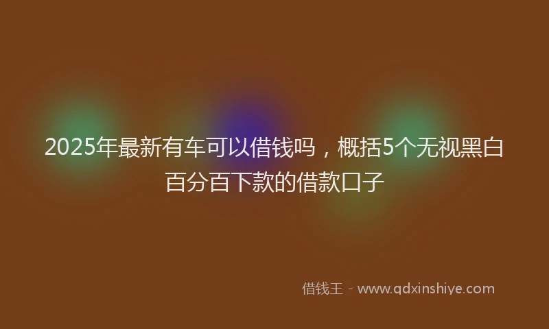 2025年最新有车可以借钱吗，概括5个无视黑白百分百下款的借款口子