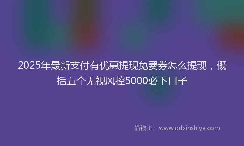 2025年最新支付有优惠提现免费券怎么提现，概括五个无视风控5000必下口子
