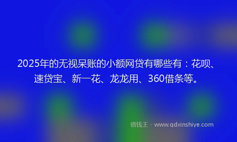 2025年的无视呆账的小额网贷有哪些有：花呗、速贷宝、新一花、龙龙用、360借条等。