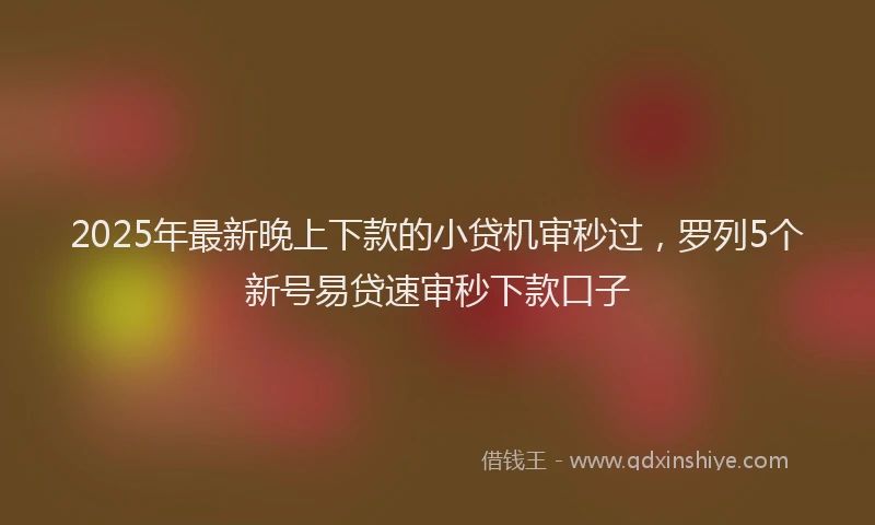 2025年最新晚上下款的小贷机审秒过，罗列5个新号易贷速审秒下款口子