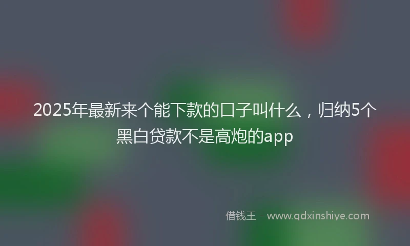2025年最新来个能下款的口子叫什么，归纳5个黑白贷款不是高炮的app