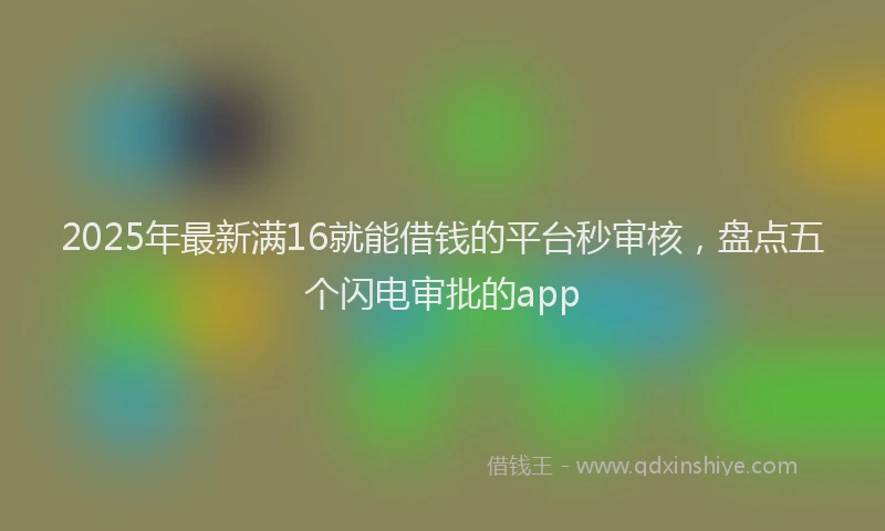 2025年最新满16就能借钱的平台秒审核，盘点五个闪电审批的app