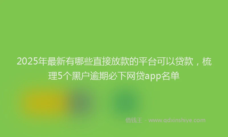 2025年最新有哪些直接放款的平台可以贷款，梳理5个黑户逾期必下网贷app名单