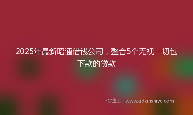 2025年最新昭通借钱公司，整合5个无视一切包下款的贷款