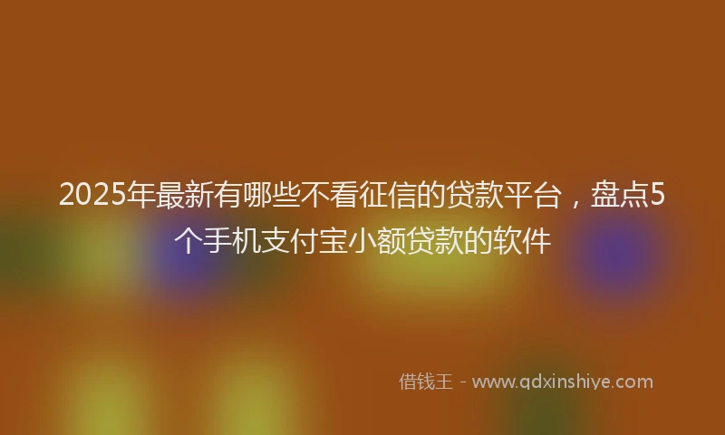 2025年最新有哪些不看征信的贷款平台，盘点5个手机支付宝小额贷款的软件