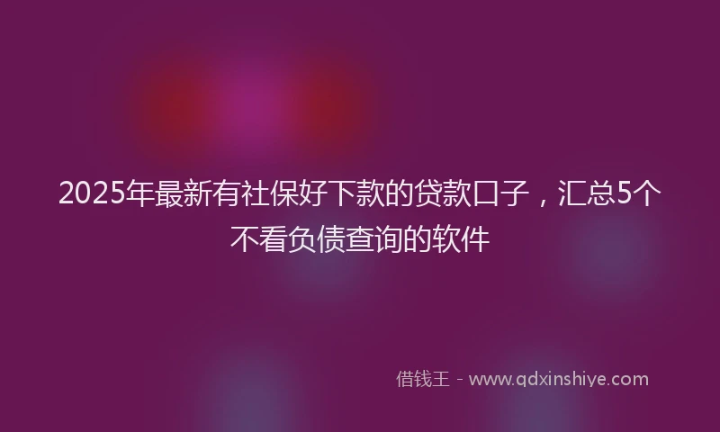 2025年最新有社保好下款的贷款口子，汇总5个不看负债查询的软件